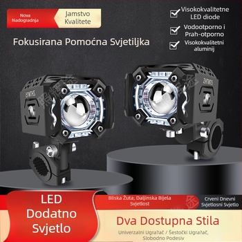 MT5 LED reflektor za motocikl s dvostrukim lećama, 30W, DC12-50V, aluminijsko kućište