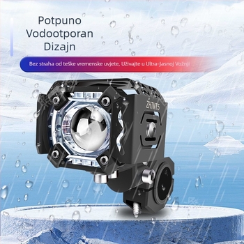 MT5 LED reflektor za motocikl s dvostrukim lećama, 30W, DC12-50V, aluminijsko kućište