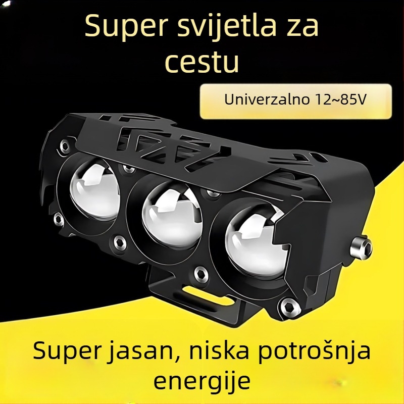 Motociklistična LED svjetiljka s projektorskom lećom, vanjski LED spot s tri LED diode, 20W, 800 lm, IP67, 8-85V