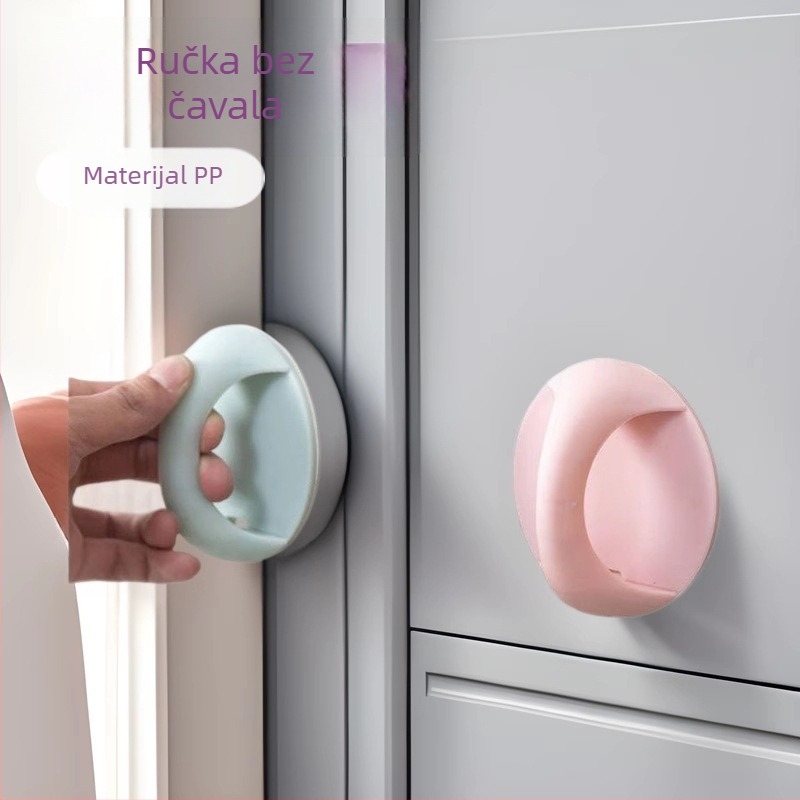 Drška za staklena vrata hladnjaka, okrugla, samoljepljiva, bez bušenja, bez šavova, pomoćni držač (Materijal: PP; Model: okrugla drška; Namjena: pomoćni držač)