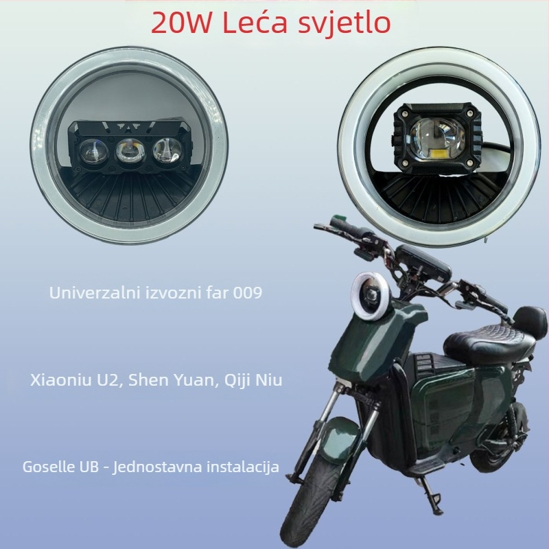 Motocikl LED far sa tri leće — aluminijsko kućište, 20W, 9–30V, 6000 lm, IP67