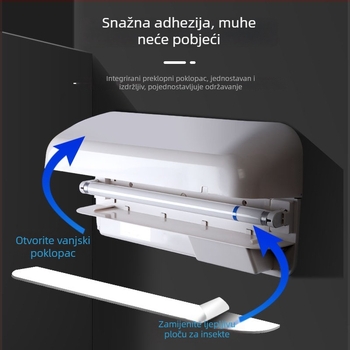 Zidna ljepljiva lampa za hvatanje muha – LED, netoksična, bez baterije