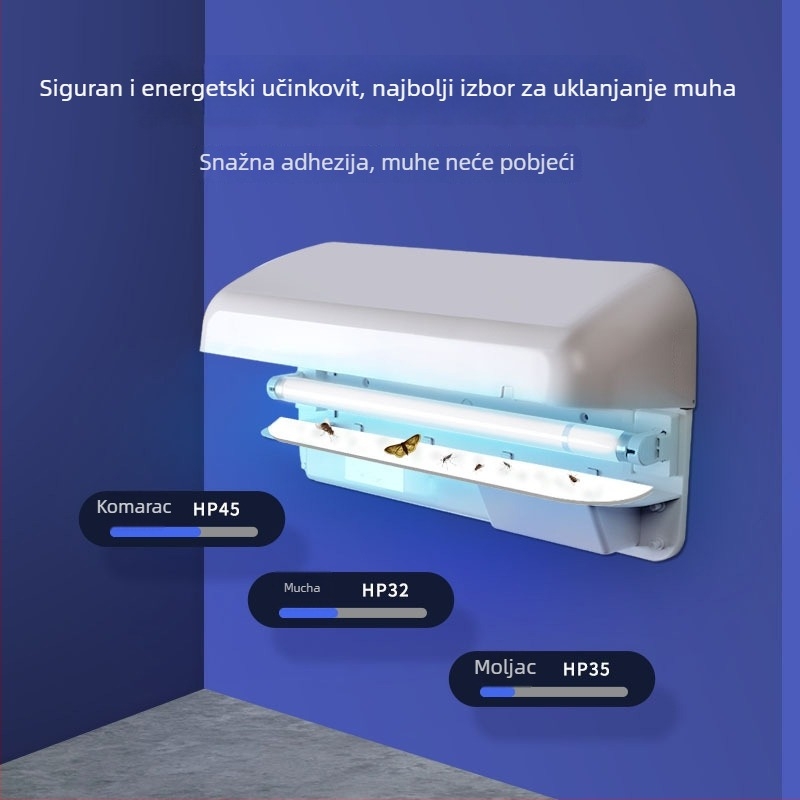 Zidna ljepljiva lampa za hvatanje muha – LED, netoksična, bez baterije