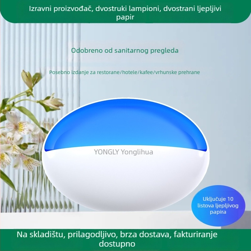 Ljepljiva lampa za ubijanje komaraca s LED svjetlom u valovima, pogodna za 31–40 m², napajanje izravno iz utičnice, ABS kućište, netoksična
