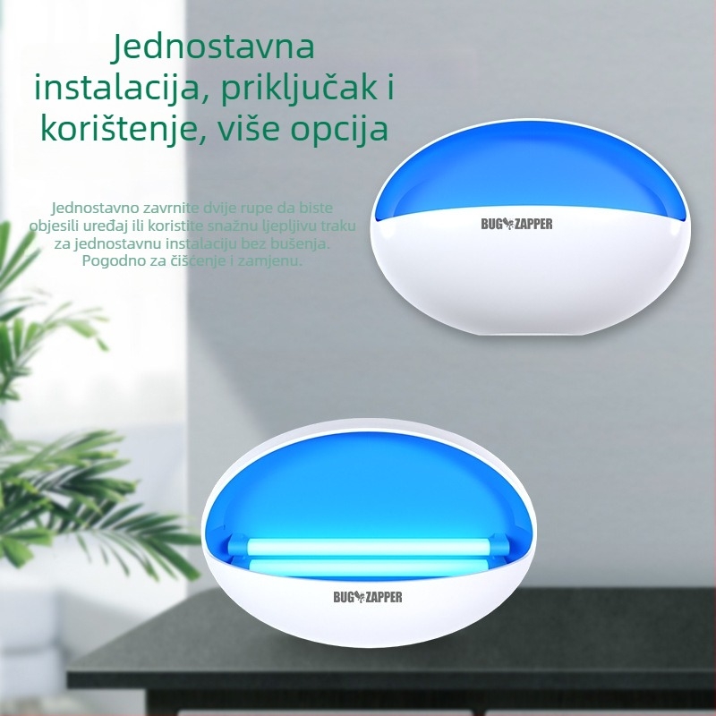 Ljepljiva lampa za ubijanje komaraca s LED svjetlom u valovima, pogodna za 31–40 m², napajanje izravno iz utičnice, ABS kućište, netoksična