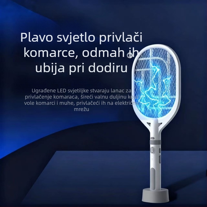 Električna lampa za ubijanje komaraca s ugrađenom baterijom 501-800 mAh, UV svjetlo, 2-u-1 ručno/stativno, pogodna za područje do 10 m²