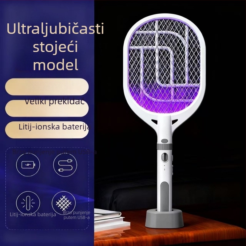 Električna lampa za ubijanje komaraca s ugrađenom baterijom 501-800 mAh, UV svjetlo, 2-u-1 ručno/stativno, pogodna za područje do 10 m²