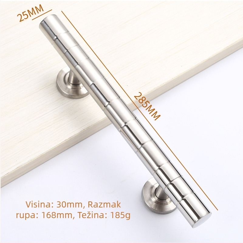 Drška za vrata od nehrđajućeg čelika za staklena vrata, dvostruka, model 024, polirani završetak, moderni minimalistički stil.