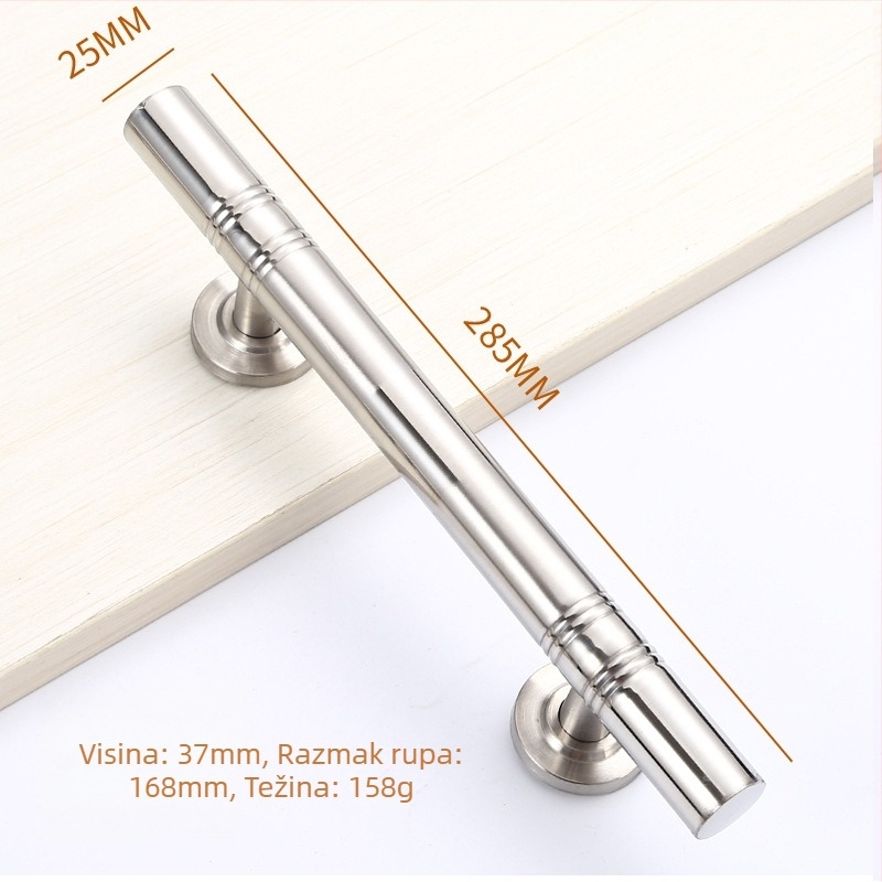 Drška za vrata od nehrđajućeg čelika za staklena vrata, dvostruka, model 024, polirani završetak, moderni minimalistički stil.