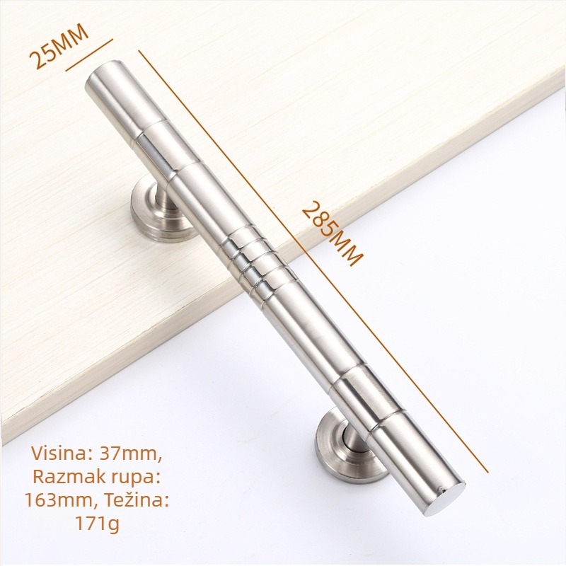 Drška za vrata od nehrđajućeg čelika za staklena vrata, dvostruka, model 024, polirani završetak, moderni minimalistički stil.