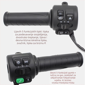 Skup prekidača za upravljač električnog vozila s gazom, klaksonom, glavnim svjetlom i žmigavcima