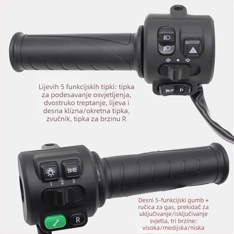 Skup prekidača za upravljač električnog vozila s gazom, klaksonom, glavnim svjetlom i žmigavcima