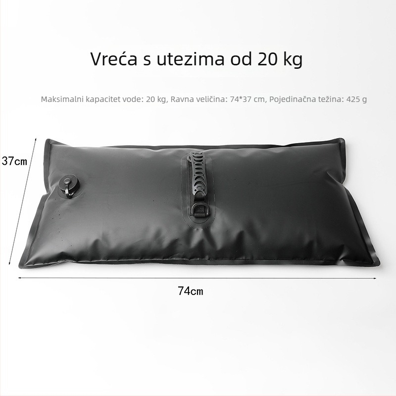 Vanjska balastna vreća za vodu od debelog izdržljivog PVC-a, kapaciteta 8 L za kampiranje i tende