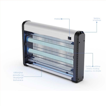 Električna lampa za uništavanje komaraca | Dragon sword Chlj-20d | pogodna za 101–150 m² | unutarnja potpuno automatska funkcija | način ubijanja: svjetlosna zamka + električni šok