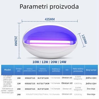 Suiyi lampa za uništavanje komaraca – hvatanje svjetlom uz električni šok, ABS kućište, svjetlosni cjevovod, pokrivenost 61㎡+, fiksni kut, bez ugrađene baterije, 2-godišnje jamstvo