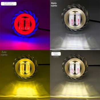 LED svjetlo za motocikl s anđelskim i đavolskim okom, ugrađeni reflektor, vrlo svijetlo žuto-bijelo treperavo svjetlo