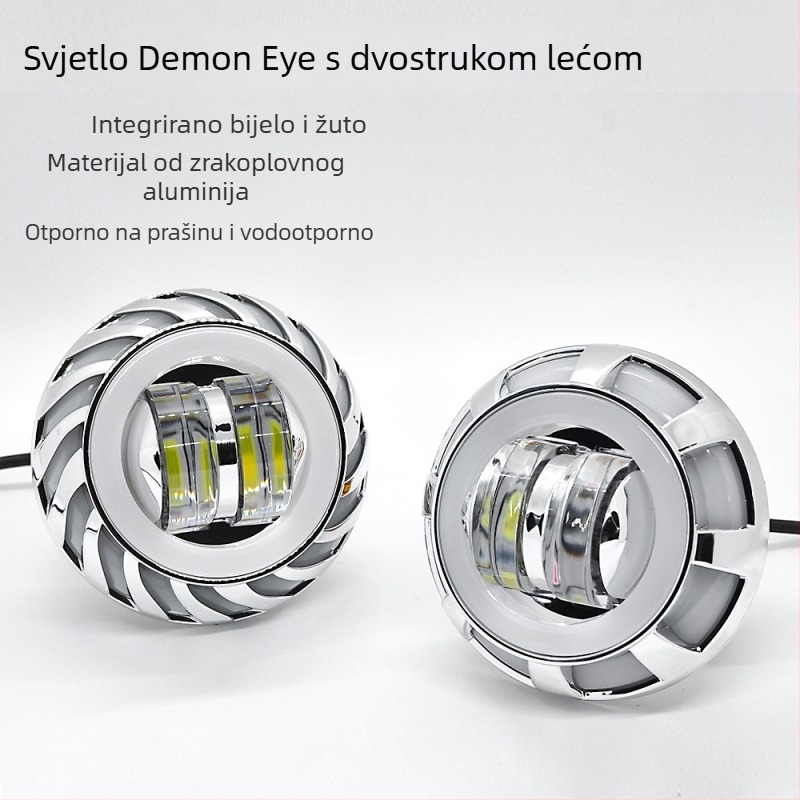 LED svjetlo za motocikl s anđelskim i đavolskim okom, ugrađeni reflektor, vrlo svijetlo žuto-bijelo treperavo svjetlo
