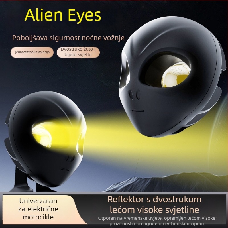 Univerzalna LED dvostruka svjetla za motocikle i električna vozila, model Alien, dvobojno bijelo-žuto ili bijelo-bijelo