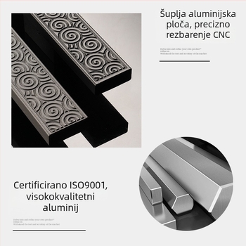 Katanac za vrata od aluminijske legure, dutna antička gravura, novi kineski stil, hotelska staklena vrata, model Jh-d045, ugradnja na sredini ploče, oblik štapa, podesiv razmak rupa