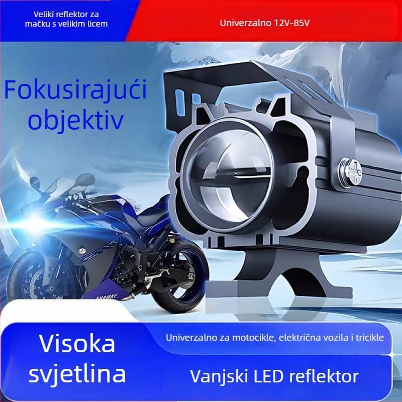 Električna svjetiljka za motocikl s laserskim spotom i lećom, 5000 lm