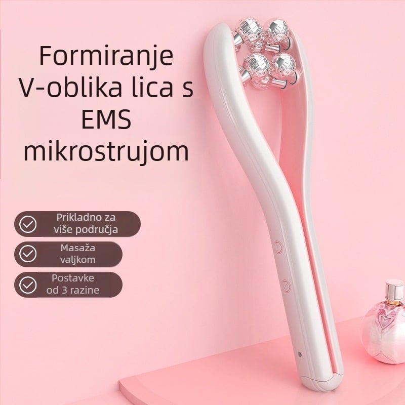 EMS mikrostrujni masažer lica s rollerom za oblikovanje V-lica – ABS kućište, model 9101928, Shuxing, izlazak u proljeće 2024, CE ROHS FCC