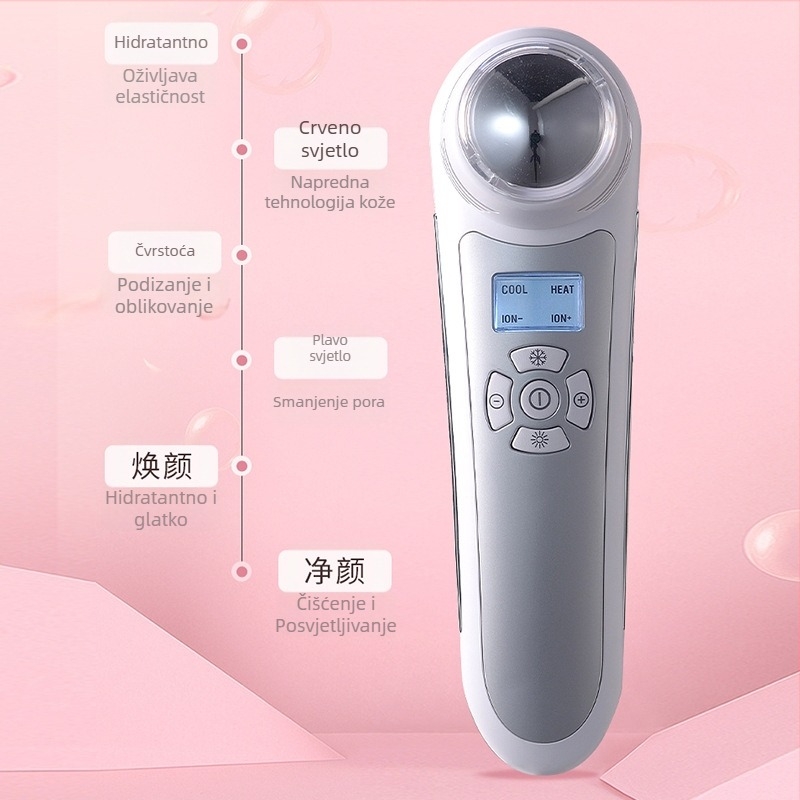 Uređaj za masažu lica s fotonskim podmlađivanjem, infracrvena, ultrazvučna i ion terapija – prenosivi kućni uređaj za njegu kože