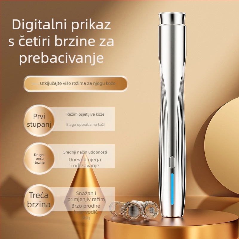 Ručni beauty uređaj s mikro kristalnom vodom i svjetlom za infuziju esencija, protiv bora i obnove kože, prenosiv, 4 brzine, ugrađena baterija 500–800 mAh, IPX0