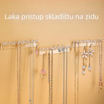 Mini zidni stalak za nakit s 8 rupa, kuka za naušnice i ogrlice, PS materijal, višenamjenski, prenosno