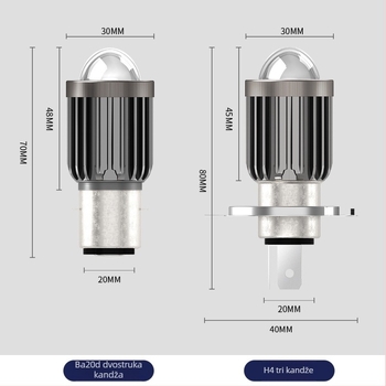 Motociklističko LED prednje svjetlo s IP67 zaštitom, 1200 lm, 12 W, 12–80 V, LED izvor