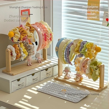 Drveni stalak za kosu i nakita — prašnjotporan, jednoslojni dizajn, seoski stil, za spavaću sobu