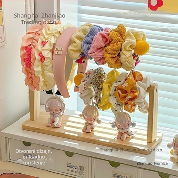 Drveni stalak za kosu i nakita — prašnjotporan, jednoslojni dizajn, seoski stil, za spavaću sobu