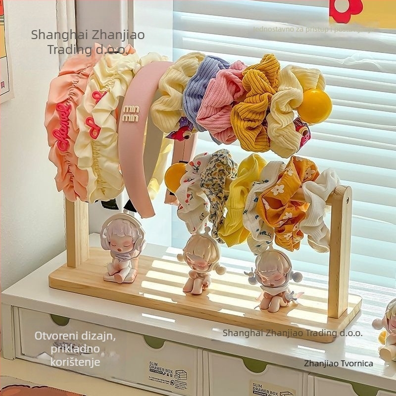 Drveni stalak za kosu i nakita — prašnjotporan, jednoslojni dizajn, seoski stil, za spavaću sobu