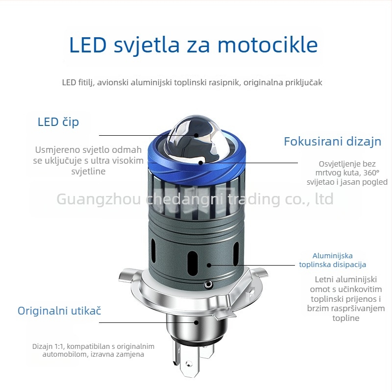 Motocikl LED far s dvobojnom lećom, 3570 LED, 26W, 12-80V, 3120lm, kompatibilan s H4/H6/BA20D