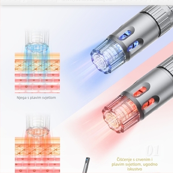 M10 mikrokrystalni uređaj za njegu kože, dizajn s otvarima, crveno i plavo svjetlo, memorijski gumb, IPX0