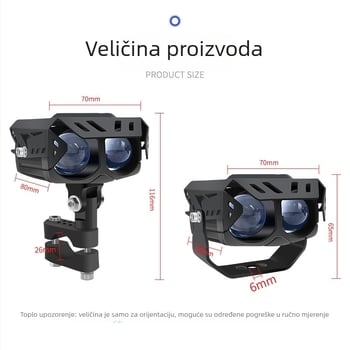 LED reflektor za motocikl, model L4, 50W, 12-80V, kućište od aluminijske legure/PC, s poklopcem