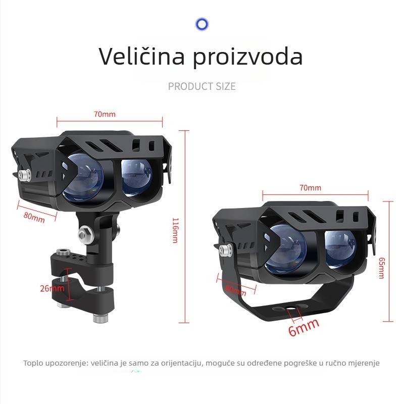 LED reflektor za motocikl, model L4, 50W, 12-80V, kućište od aluminijske legure/PC, s poklopcem