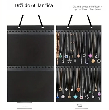 Torba za pohranu nakita — filc i koža, zidni vješalica, dvostruki organizator, višenamjenska i prenosna