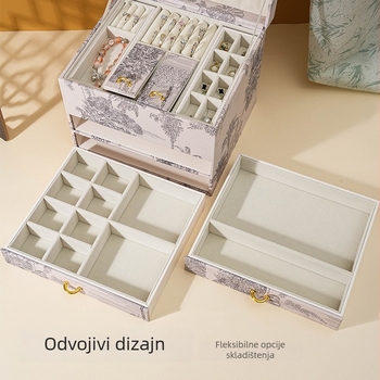 Kutija za nakit s tri sloja, PP materijal, antioksidativna zaštita, stolno skladištenje, klasični kineski stil