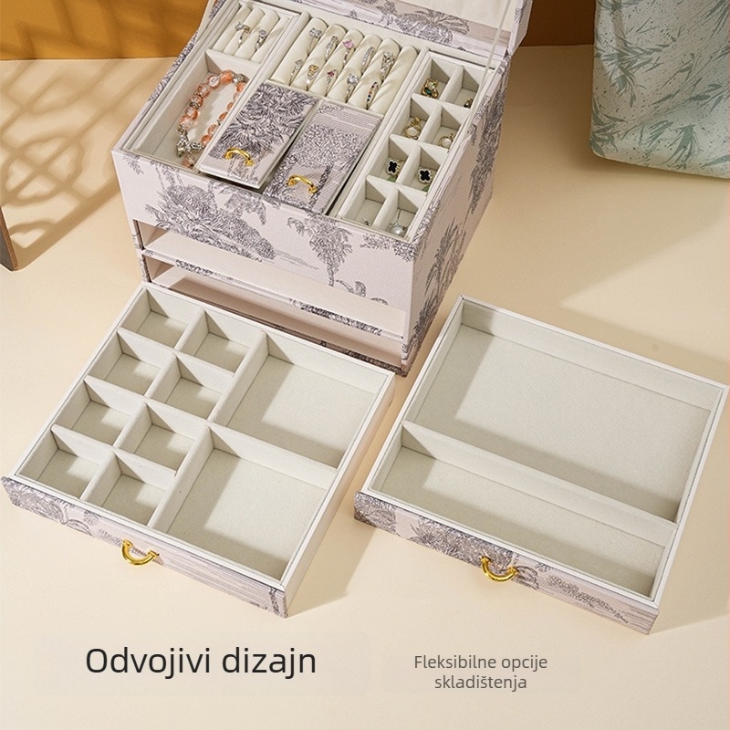 Kutija za nakit s tri sloja, PP materijal, antioksidativna zaštita, stolno skladištenje, klasični kineski stil