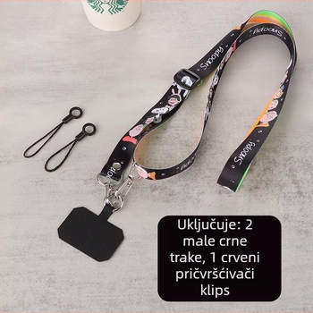 Kaiš za mobitel s klipom na stražnjoj strani, prilagodljiv crossbody remen, karikatura dizajn; materijal najlon; užad poliester; metalna kopča; tisak silk-screen; prilagodljivo.