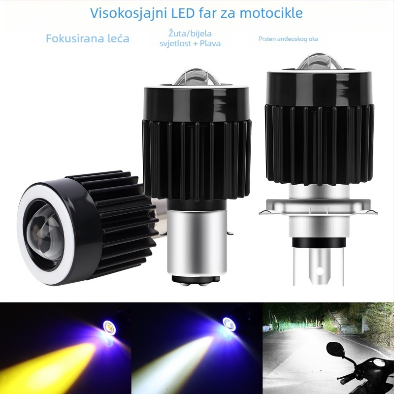 Motociklistički LED reflektor s lećom, aluminijsko tijelo, 12V, IP67, model Motor308