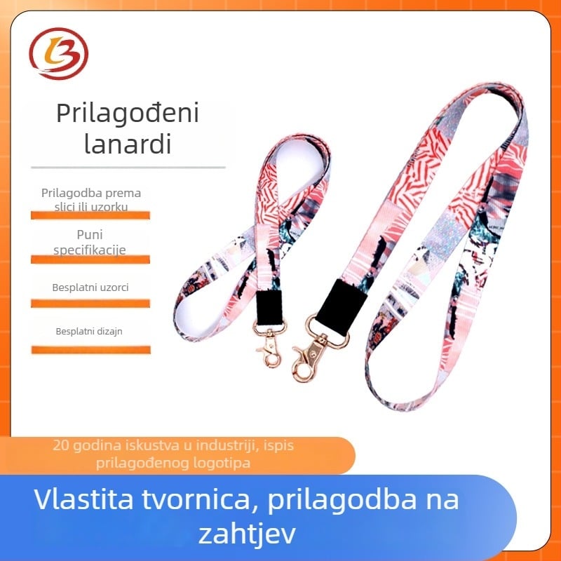 Lanyard za mobitel, poliester materijal, sitotisk, plastična kopča, mogućnost ispisa logotipa.