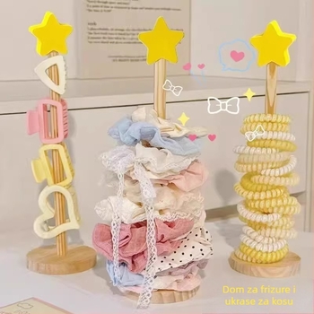 Drveni stalak za nakit – podni stalak za dodatke za kosu, stolna izložba, 1 etaža, moderan minimalistički stil