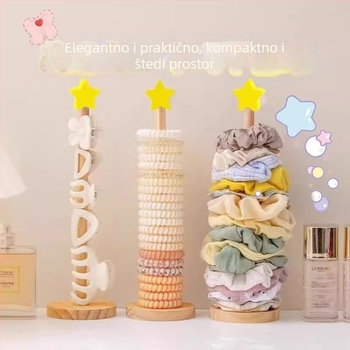 Drveni stalak za nakit – podni stalak za dodatke za kosu, stolna izložba, 1 etaža, moderan minimalistički stil