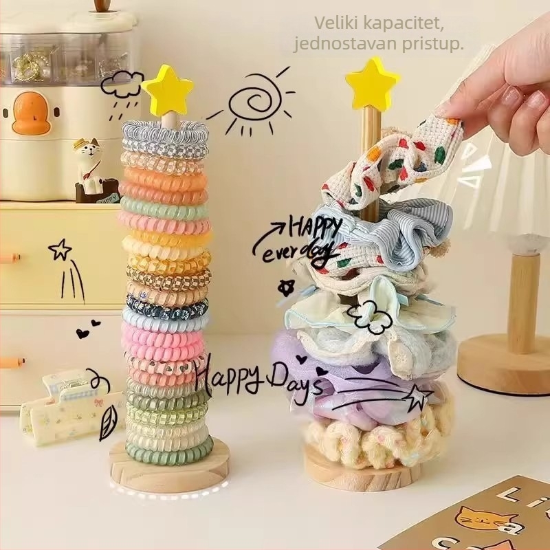 Drveni stalak za nakit – podni stalak za dodatke za kosu, stolna izložba, 1 etaža, moderan minimalistički stil