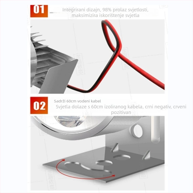 LED reflektor za motor, aluminijsko kućište, ulaz 12-80V, IP65 vodootporno, LED 3030 (2W), izlaz 110 lm