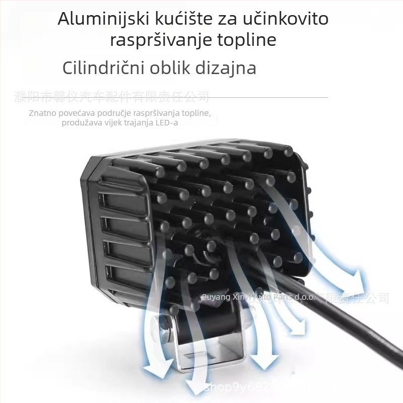 LED far motocikl s dvostrukim lećama, visok i niski snop, aluminijsko kućište, 10-60V, 5000–6000 lm