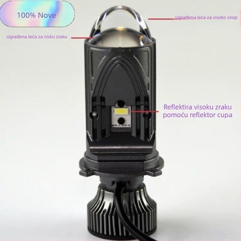 55W H4 far za automobile i motocikle s laserskom matricom leća, tri snopa, integrirani daleki i bliži snop