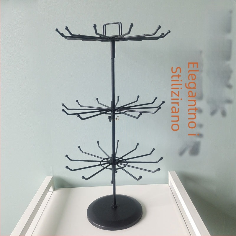 Prijenosni 3-etaski metalni stalak za izlaganje nakita, ruževa, ključeva i satova — nordijski stil, željezna umjetnost Wu Ze Hardware