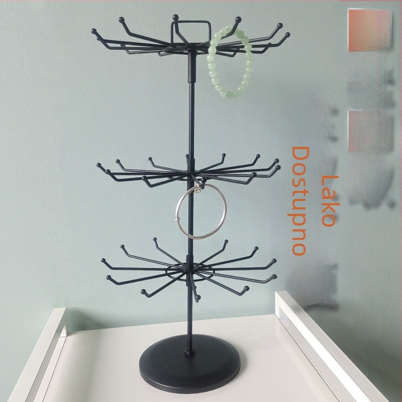 Prijenosni 3-etaski metalni stalak za izlaganje nakita, ruževa, ključeva i satova — nordijski stil, željezna umjetnost Wu Ze Hardware